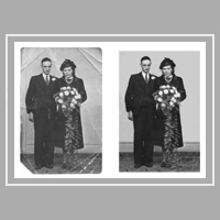 restoration of an old photograph of a bride and groom